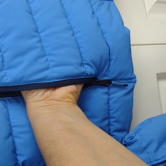 Womens Nautica Blue Stretch Packable Puffer Coat Detachable Hood Water - Picture 6 of 16